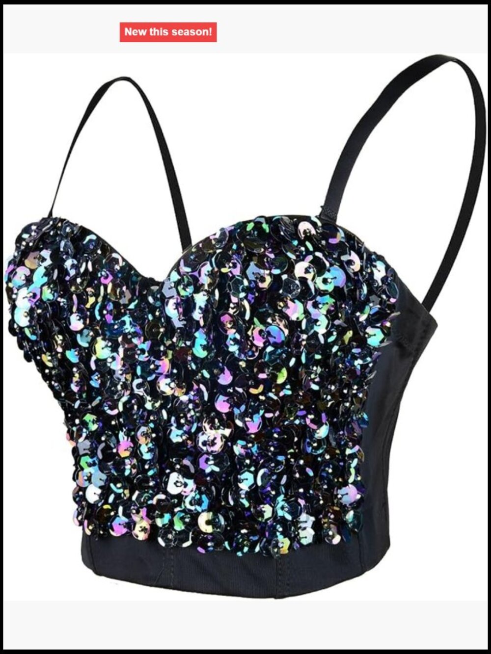 Sequin Bustier Crop Top Push Up Corset Top Club Party